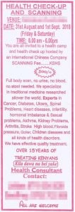 A scanned image of a brochure advertising a health checkup.